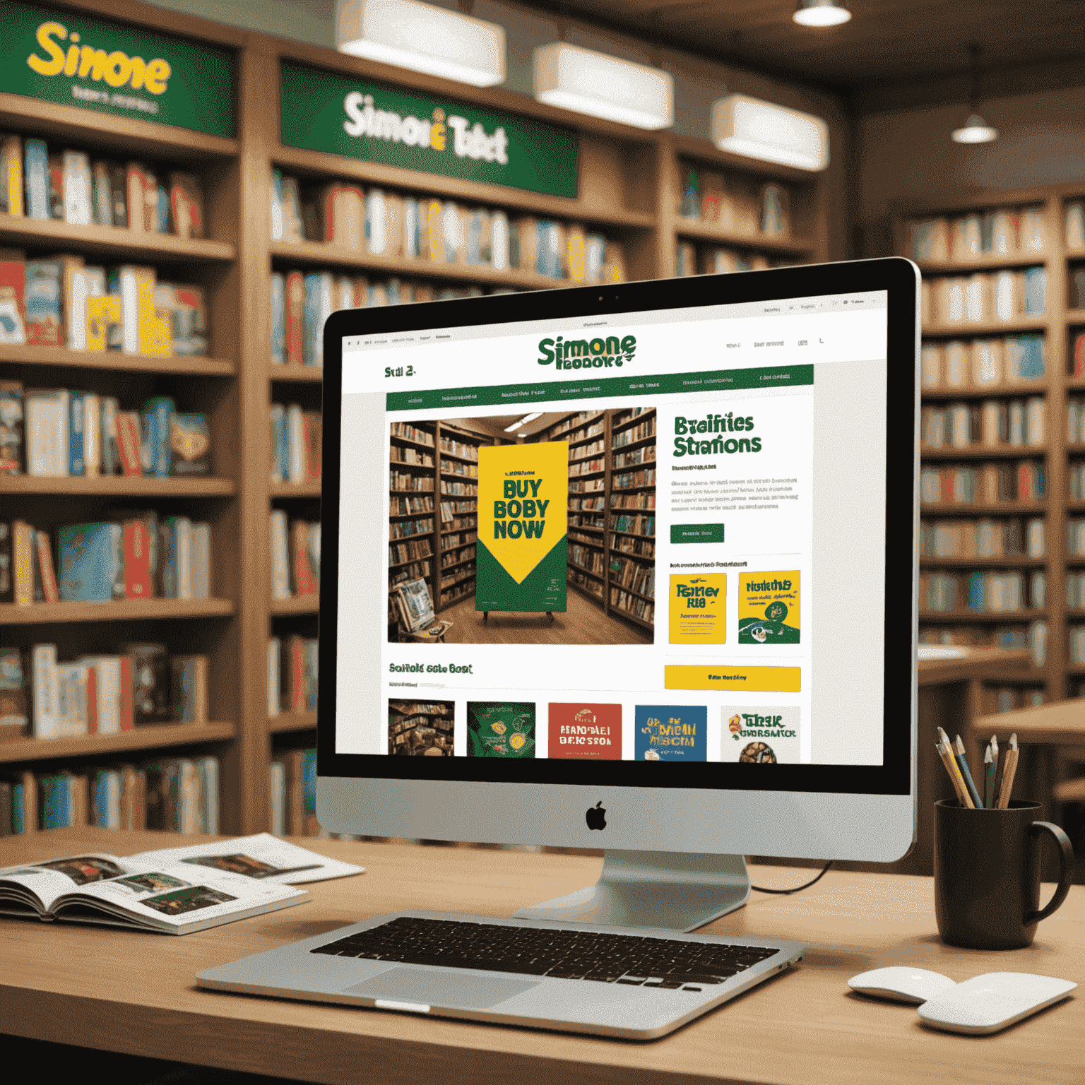 Uma tela de computador mostrando uma página de pré-venda do livro de Simone Tebet, com botões de 'Comprar Agora' e logos de várias livrarias brasileiras.